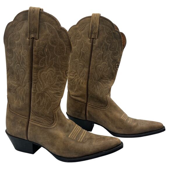 Ariat Heritage J Toe Leather Cowgirl Western Boots Tan Brown Size 5.5M - Picture 1 of 8